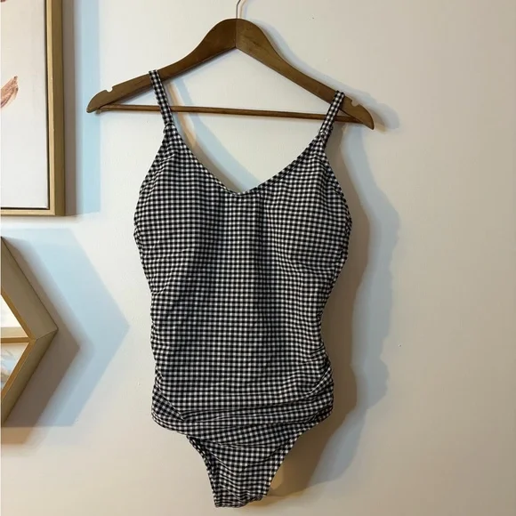 Kona Sol Gingham Black and White Swimsuit Medium - Picture 1 of 4